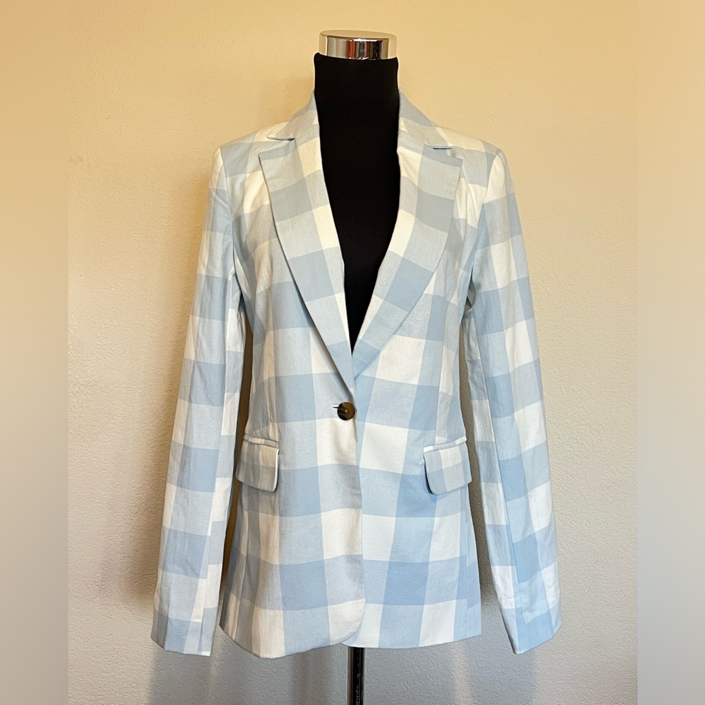 Elegant Light Blue and White Women's Blazer
